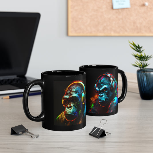 Gorilla Neon Art - 11oz Black Mug