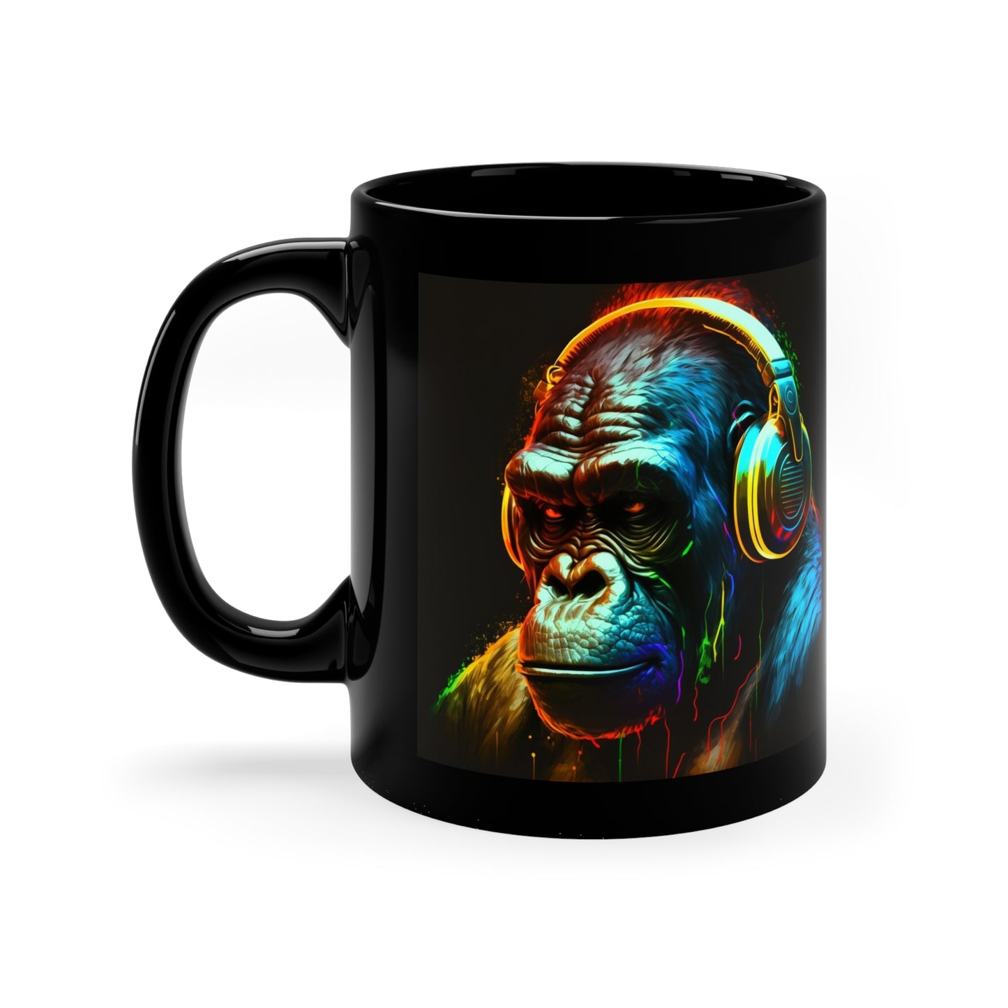 Gorilla Neon Art - 11oz Black Mug